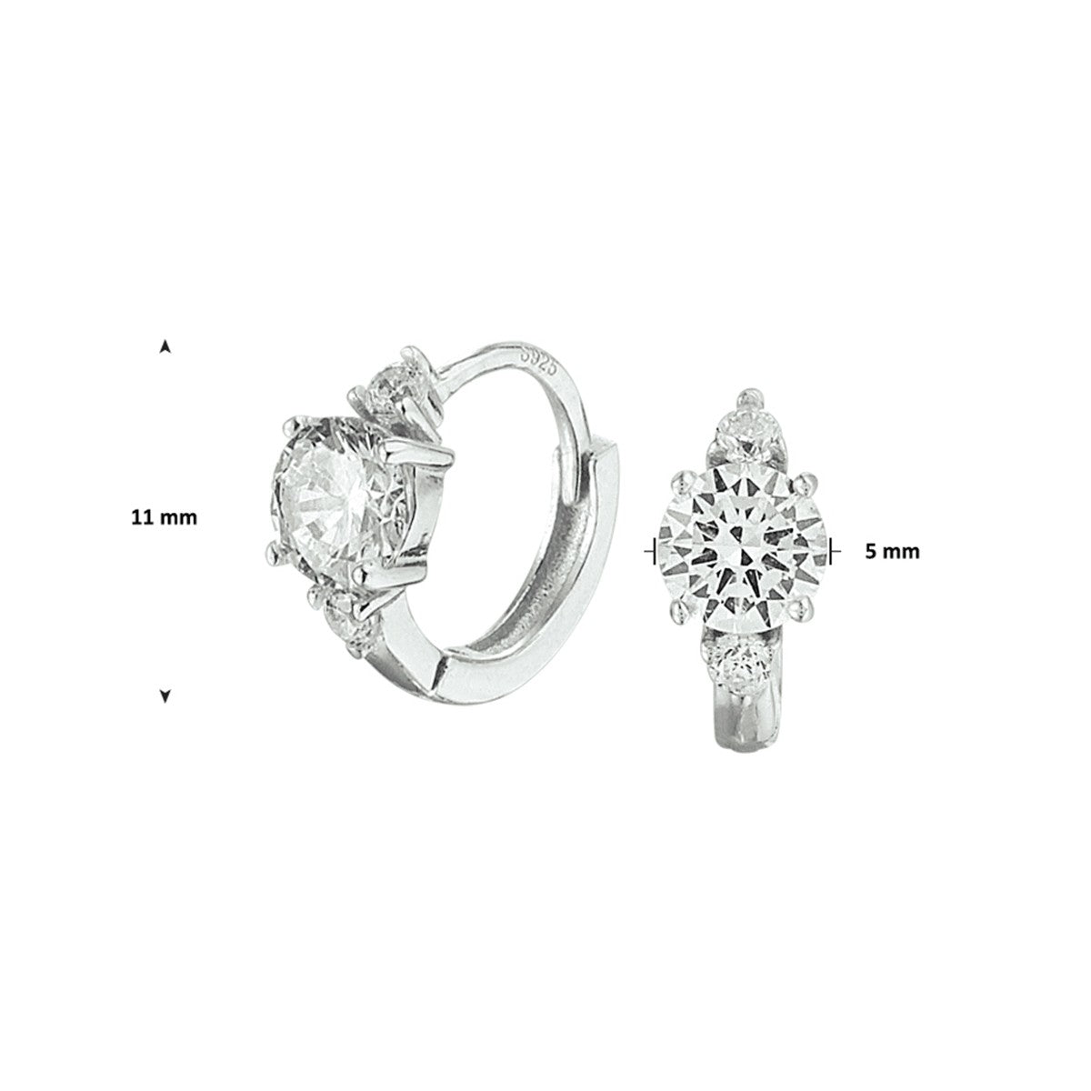 Zilver Gerhodineerd Klapoorringen Zirkonia 1332702 - PansiteNederland.nl