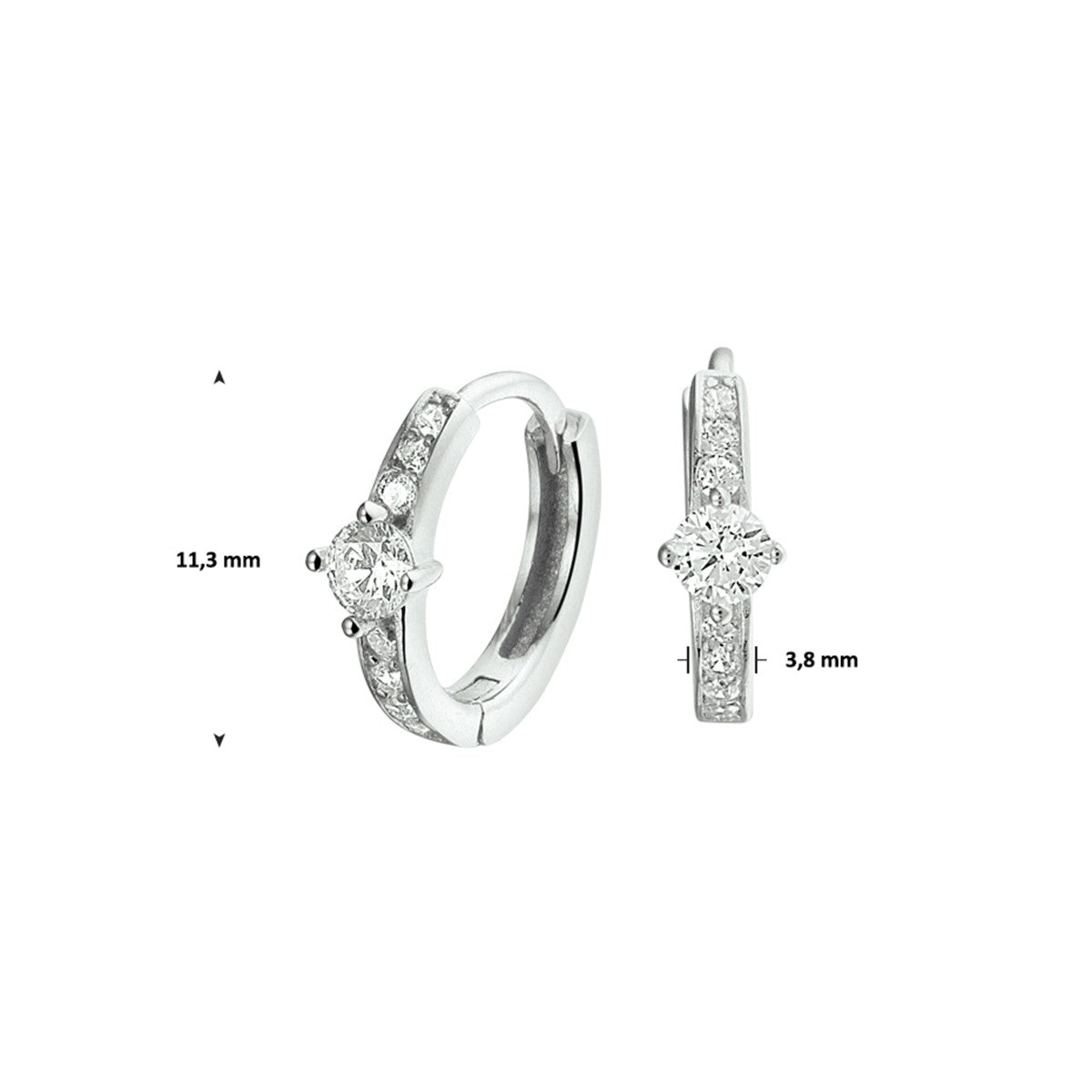 Zilver Gerhodineerd Klapoorringen Zirkonia 1332704 - PansiteNederland.nl