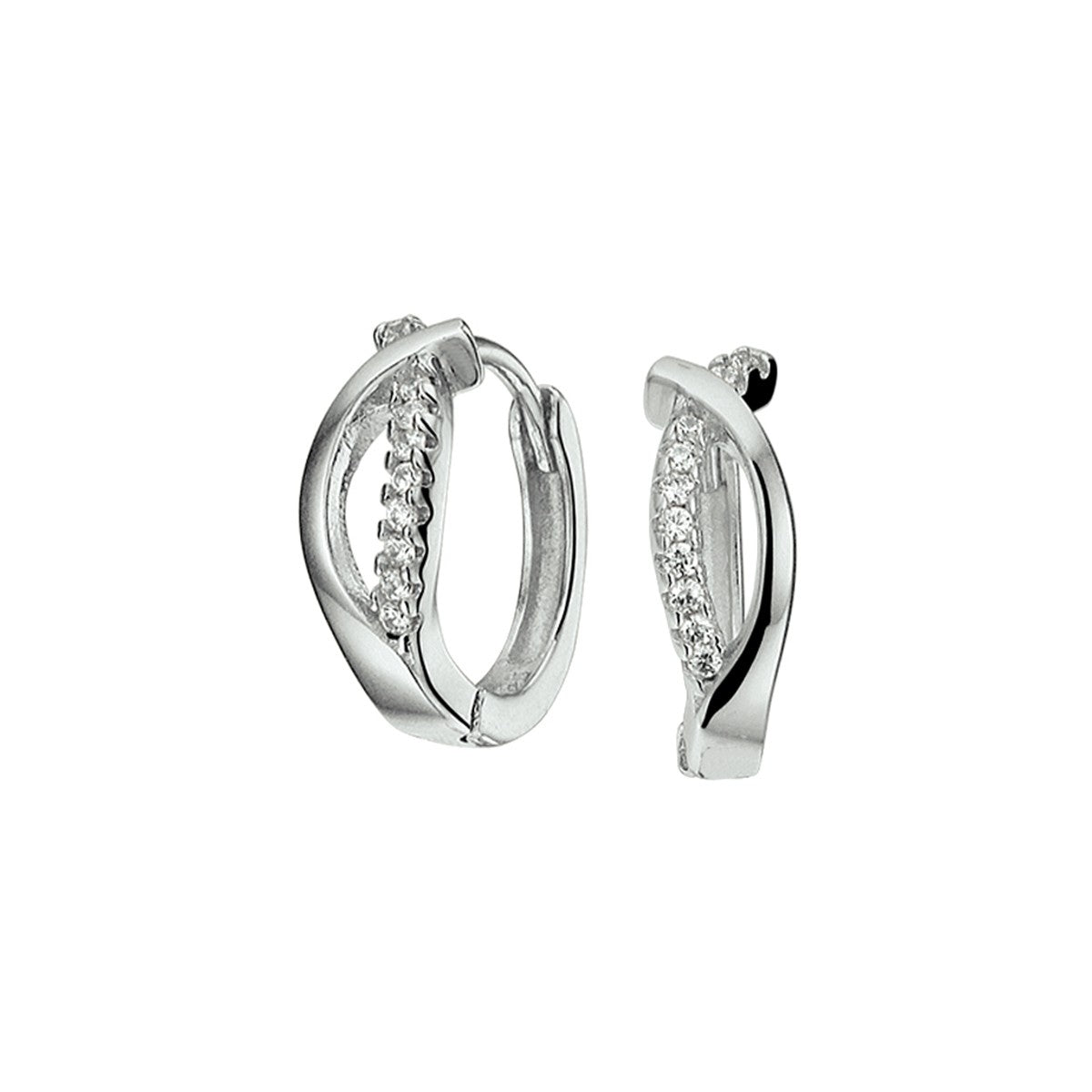 Zilver Gerhodineerd Klapoorringen Zirkonia 1332708 - PansiteNederland.nl