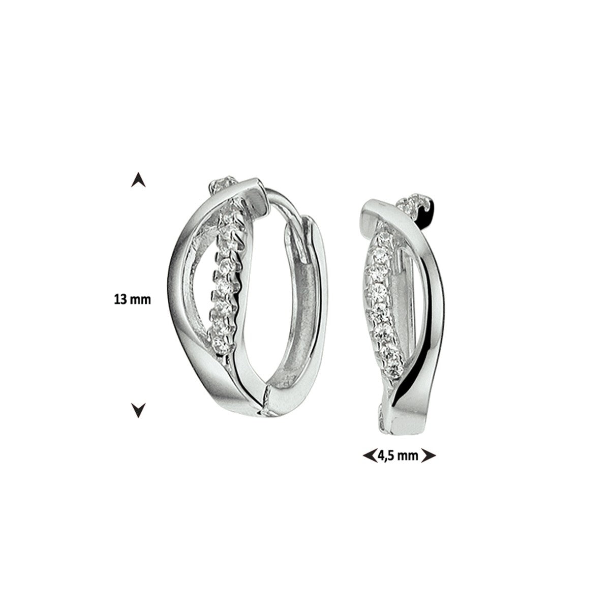 Zilver Gerhodineerd Klapoorringen Zirkonia 1332708 - PansiteNederland.nl