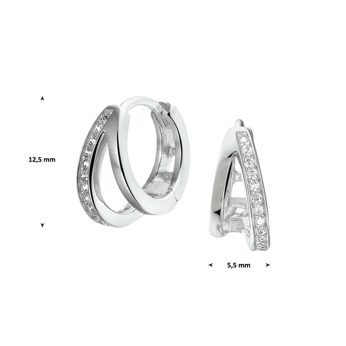 Zilver Gerhodineerd Klapoorringen Zirkonia 1332712 - PansiteNederland.nl