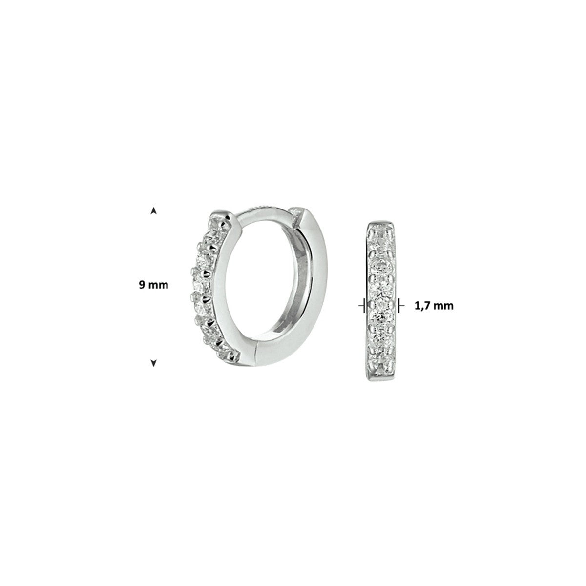 Zilver Gerhodineerd Klapoorringen Zirkonia 1332715 - PansiteNederland.nl