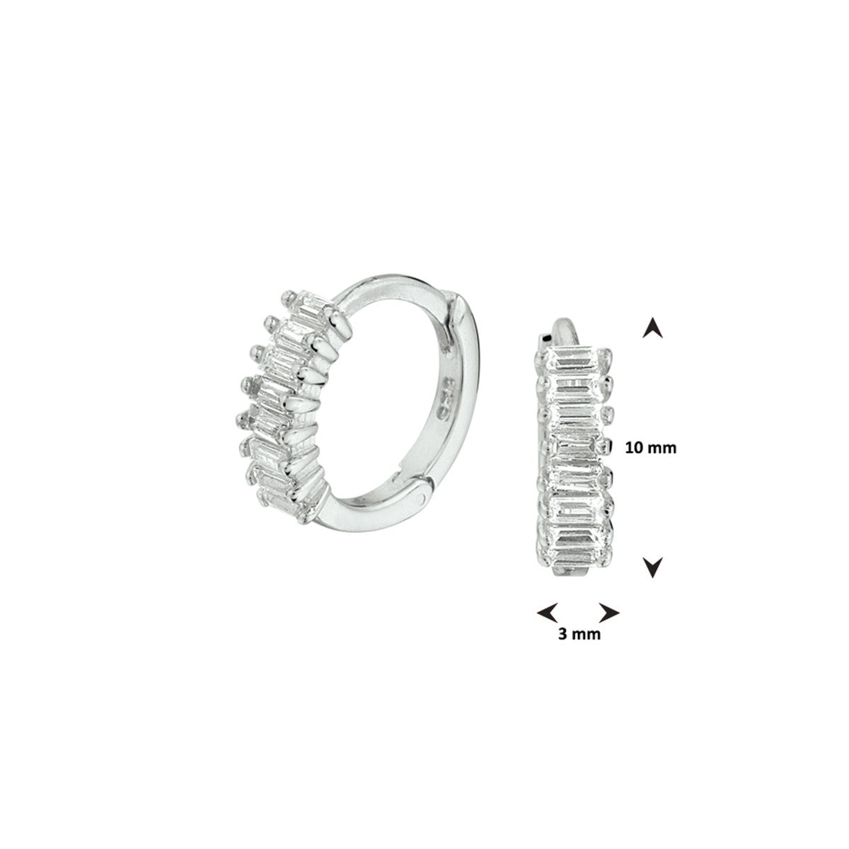 Zilver Gerhodineerd Klapoorringen Zirkonia 1332719 - PansiteNederland.nl