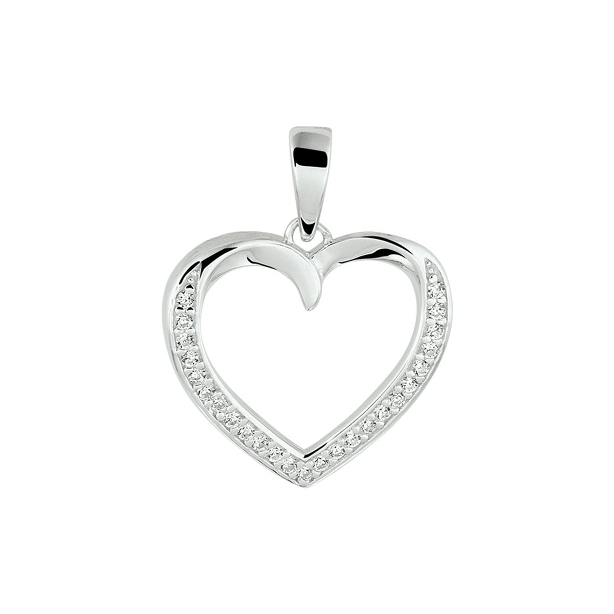 zilver gerhodineerd hanger hart zirkonia 1332746 - PansiteNederland.nl