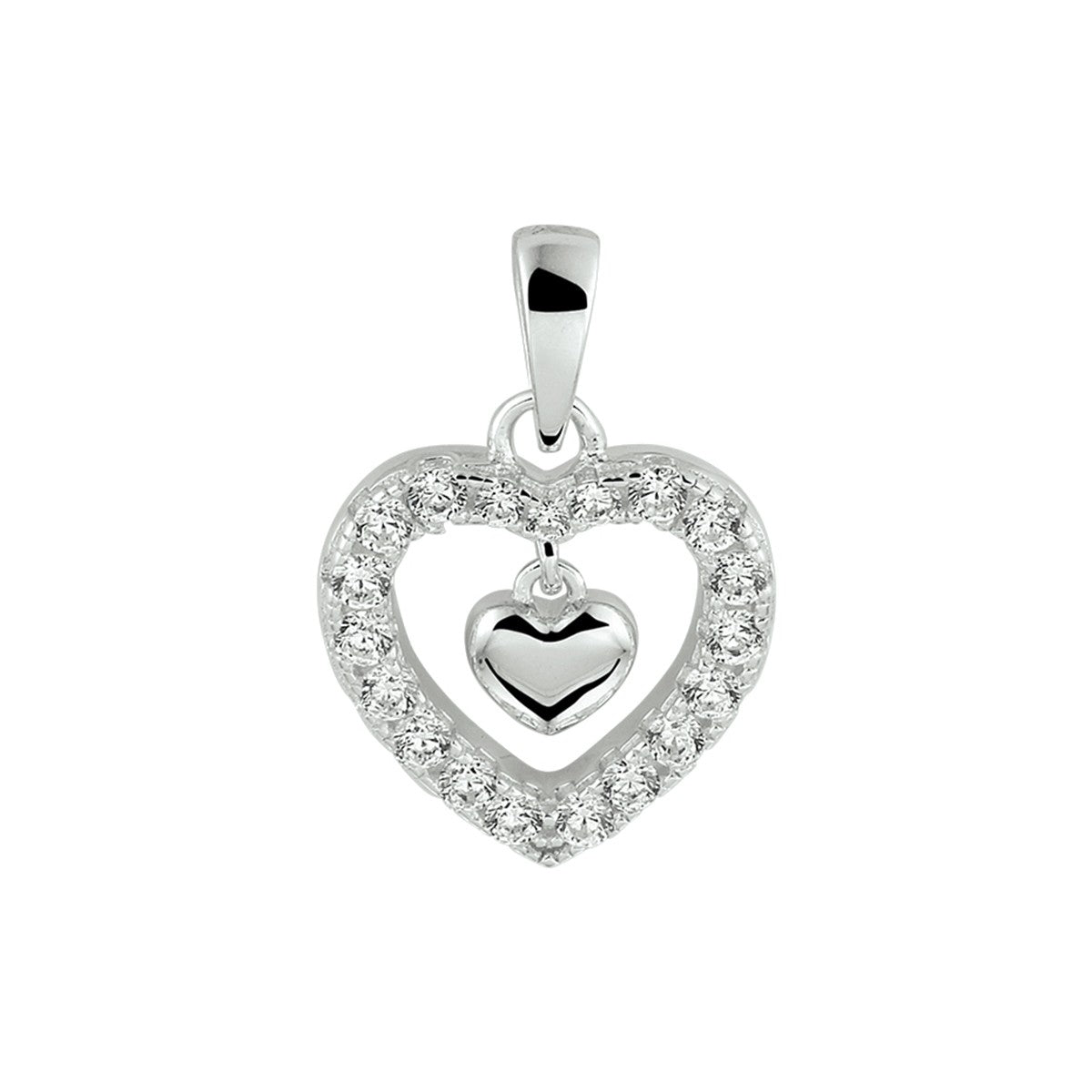 zilver gerhodineerd hanger hart zirkonia 1332748 - PansiteNederland.nl