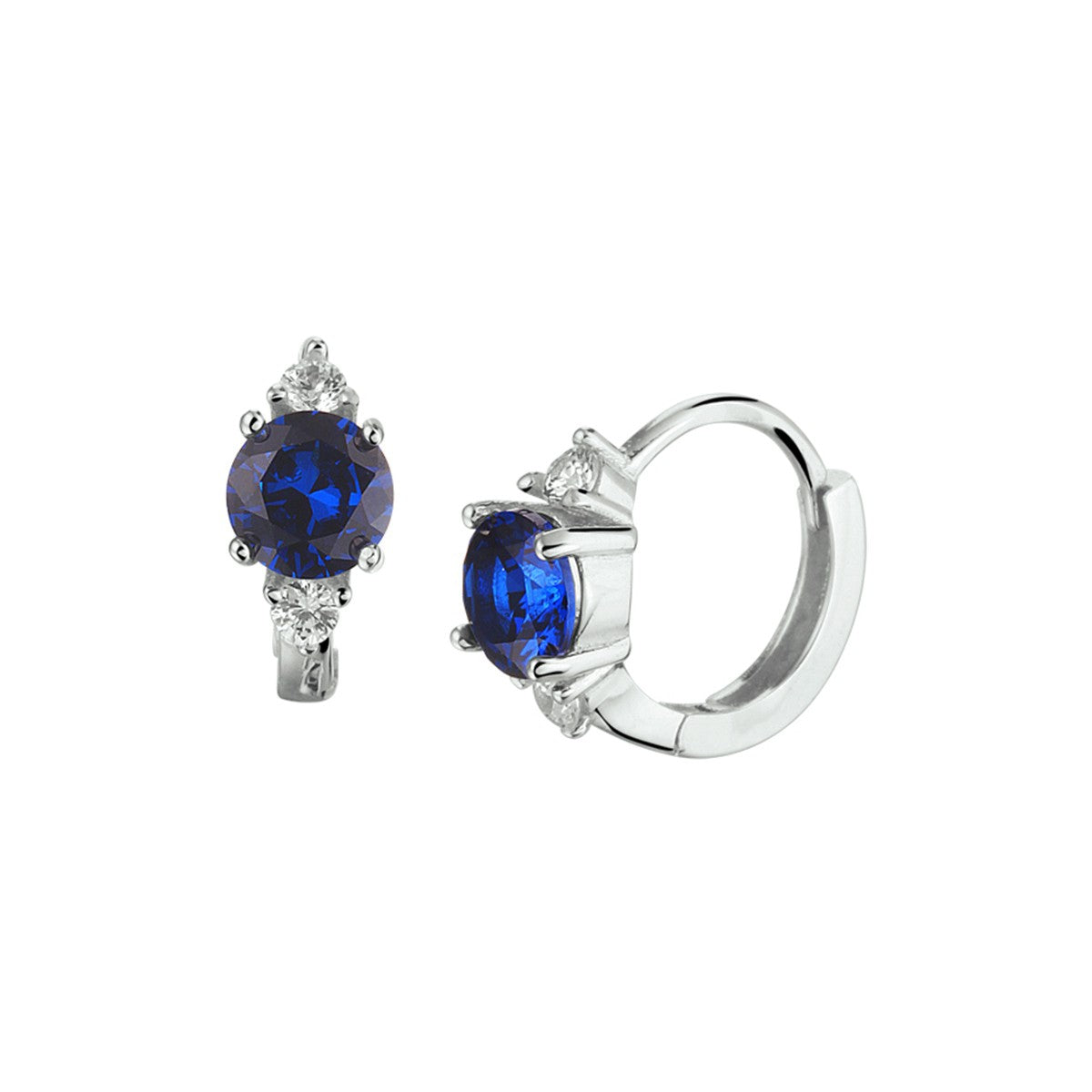 Zilver Gerhodineerd Klapoorringen Synth. Saffier 1332770 - PansiteNederland.nl