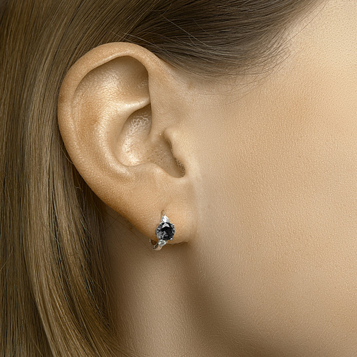 Zilver Gerhodineerd Klapoorringen Zwart En Wit Zirkonia 1332772 - PansiteNederland.nl