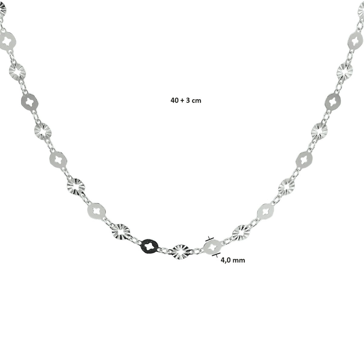 zilver gerhodineerd collier rondjes 4,0 mm 40 + 3 cm 1332774 - PansiteNederland.nl