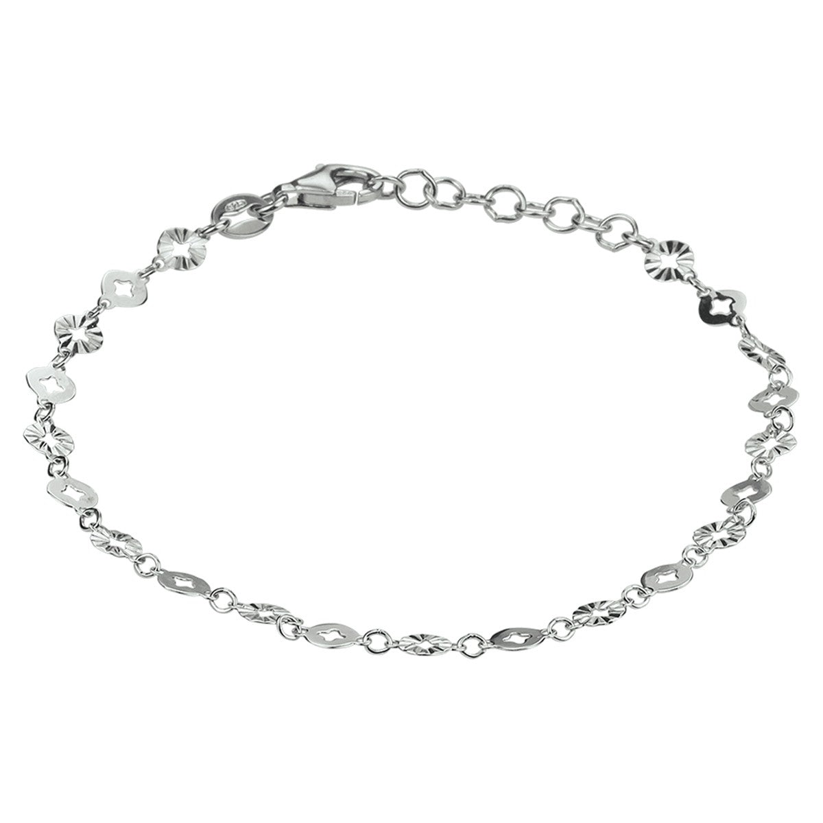 Zilver gerhodineerd enkelbandje rondjes 24 + 2 cm 1332775 - PansiteNederland.nl