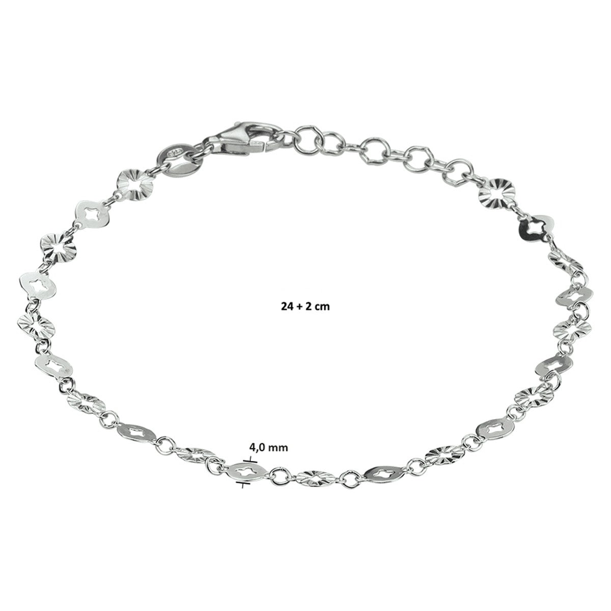 Zilver gerhodineerd enkelbandje rondjes 24 + 2 cm 1332775 - PansiteNederland.nl