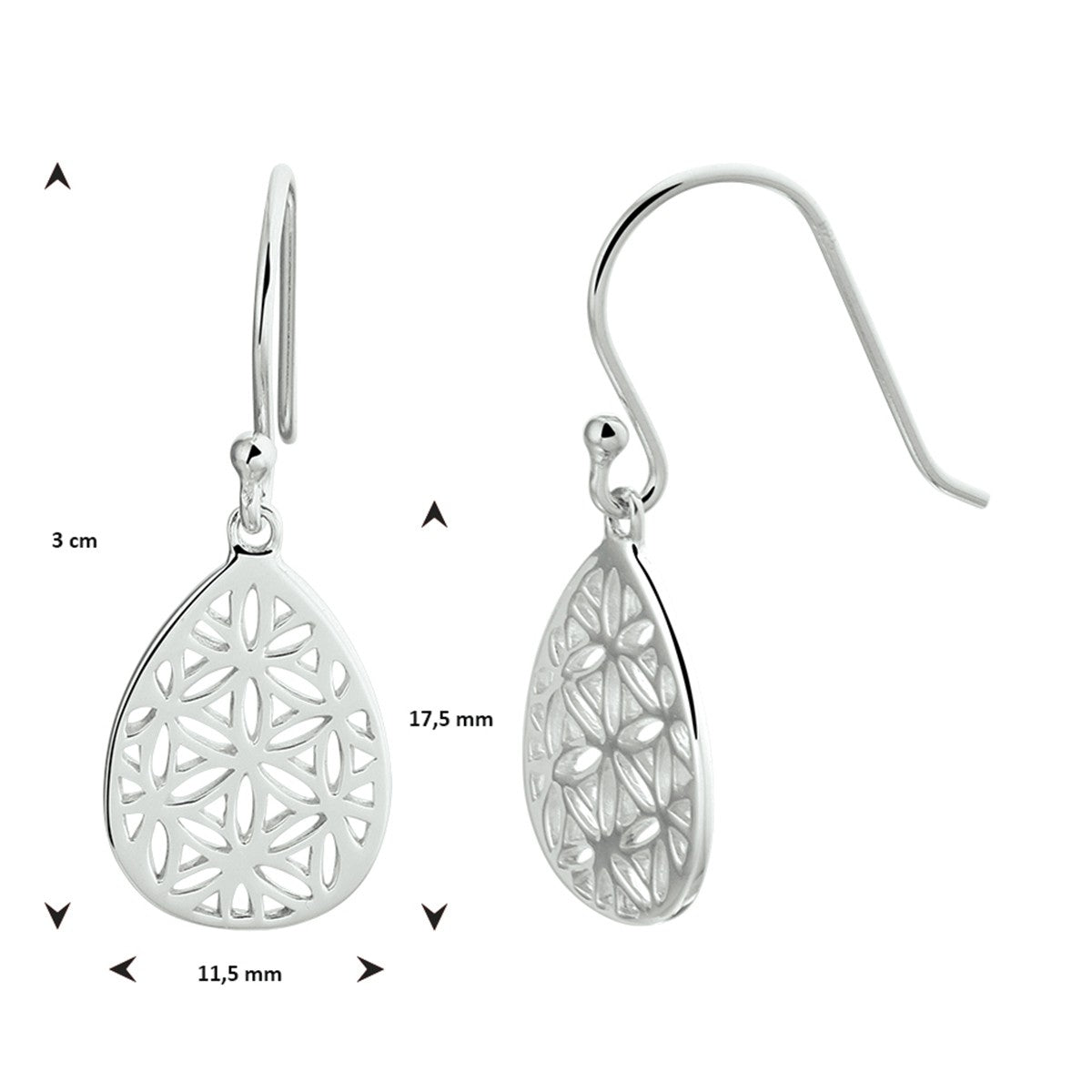 Zilver Gerhodineerd Oorhangers Filigrain Franse Haak 1332823 - PansiteNederland.nl
