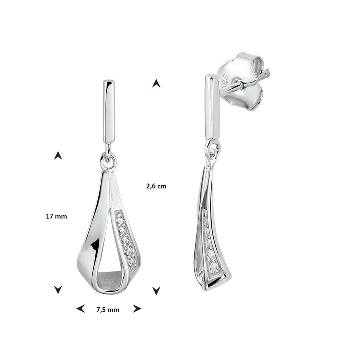Zilver Gerhodineerd Oorhangers Zirkonia 1332827 - PansiteNederland.nl