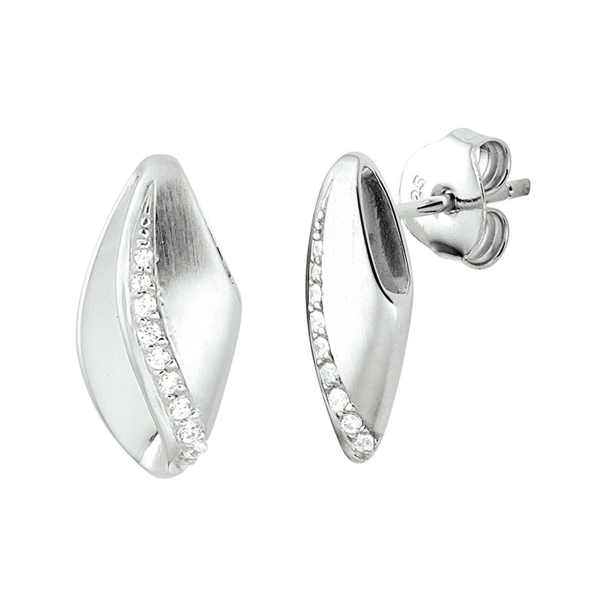 Zilver Gerhodineerd Oorknoppen Zirkonia Poli/Mat 1332830 - PansiteNederland.nl