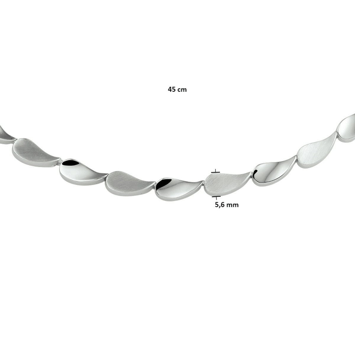 zilver gerhodineerd collier poli/mat 5,6 mm 45 cm 1332877 - PansiteNederland.nl