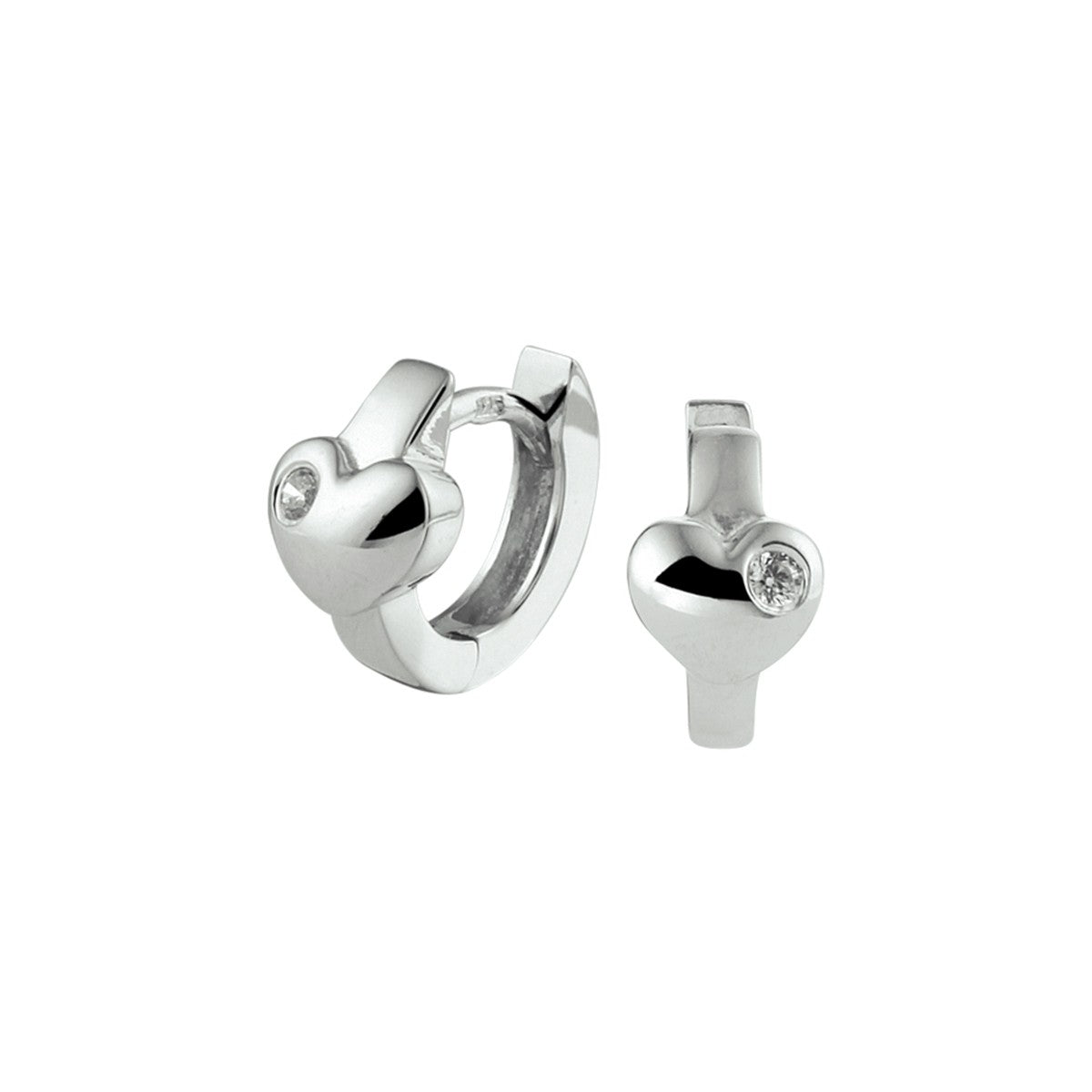 Zilver Gerhodineerd Klapoorringen Hart Zirkonia 1332878 - PansiteNederland.nl
