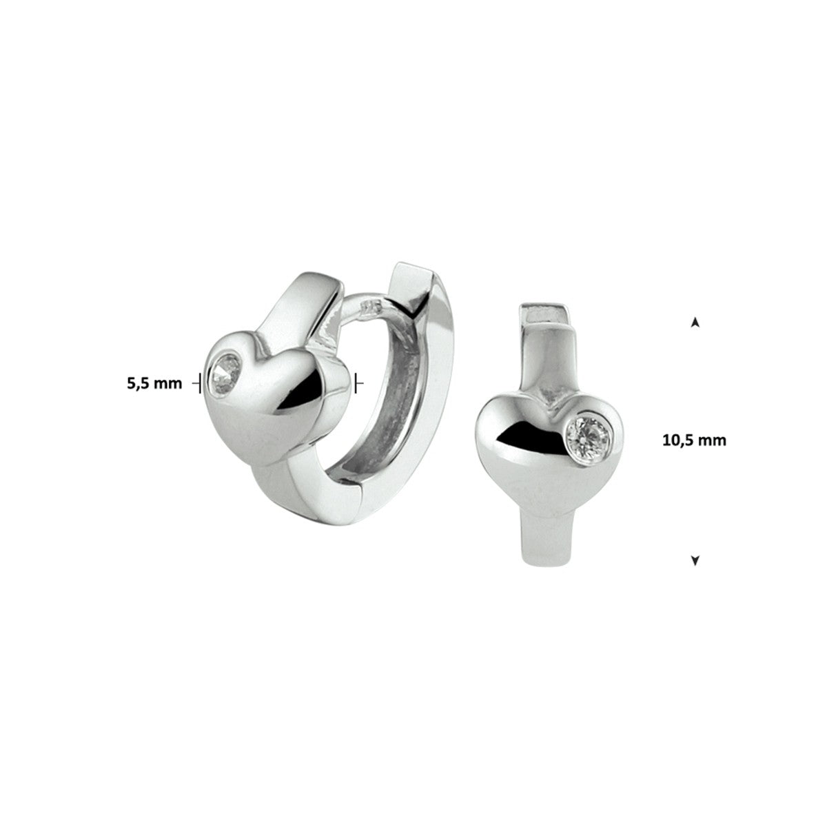 Zilver Gerhodineerd Klapoorringen Hart Zirkonia 1332878 - PansiteNederland.nl