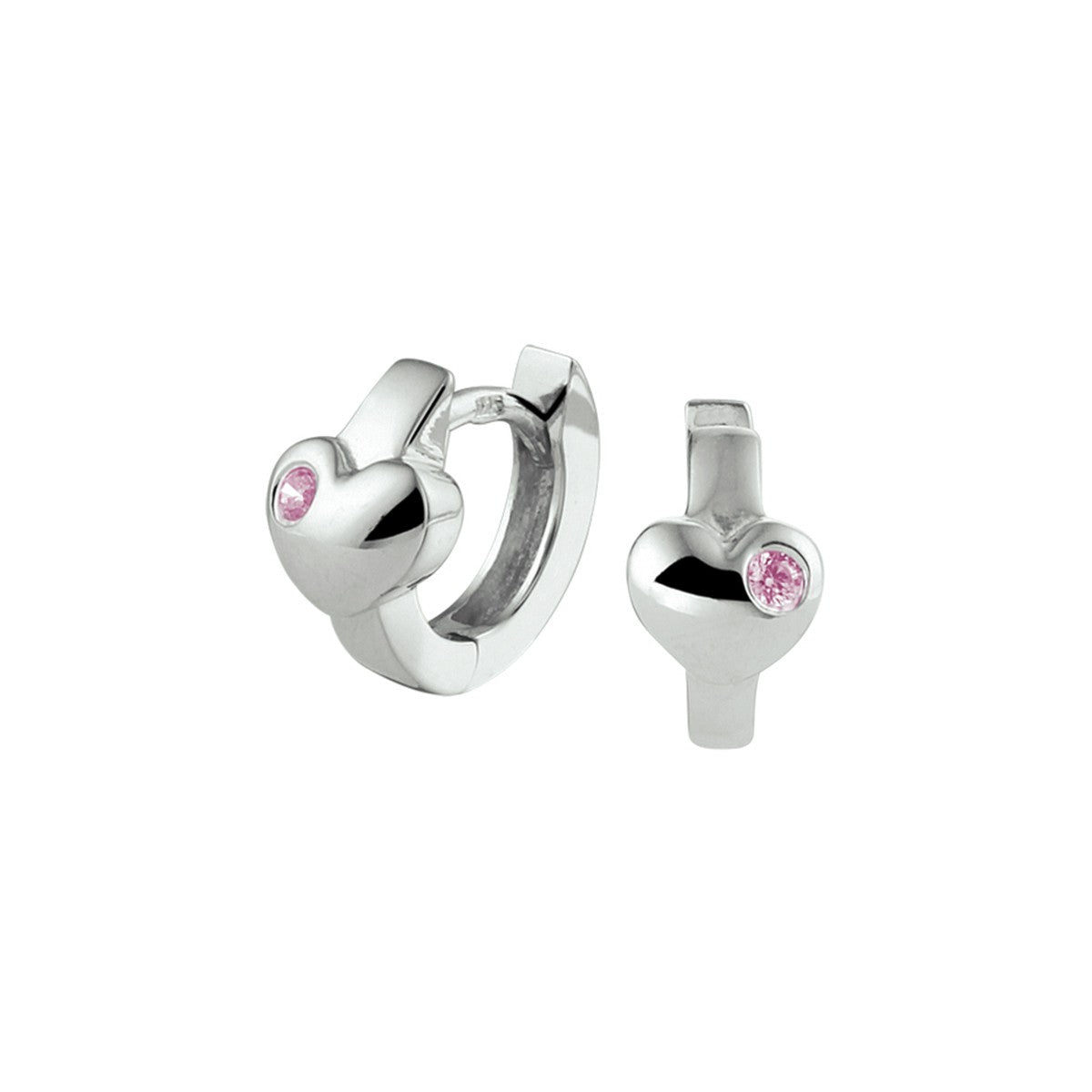 Zilver Gerhodineerd Klapoorringen Hart Roze Zirkonia 1332879 - PansiteNederland.nl