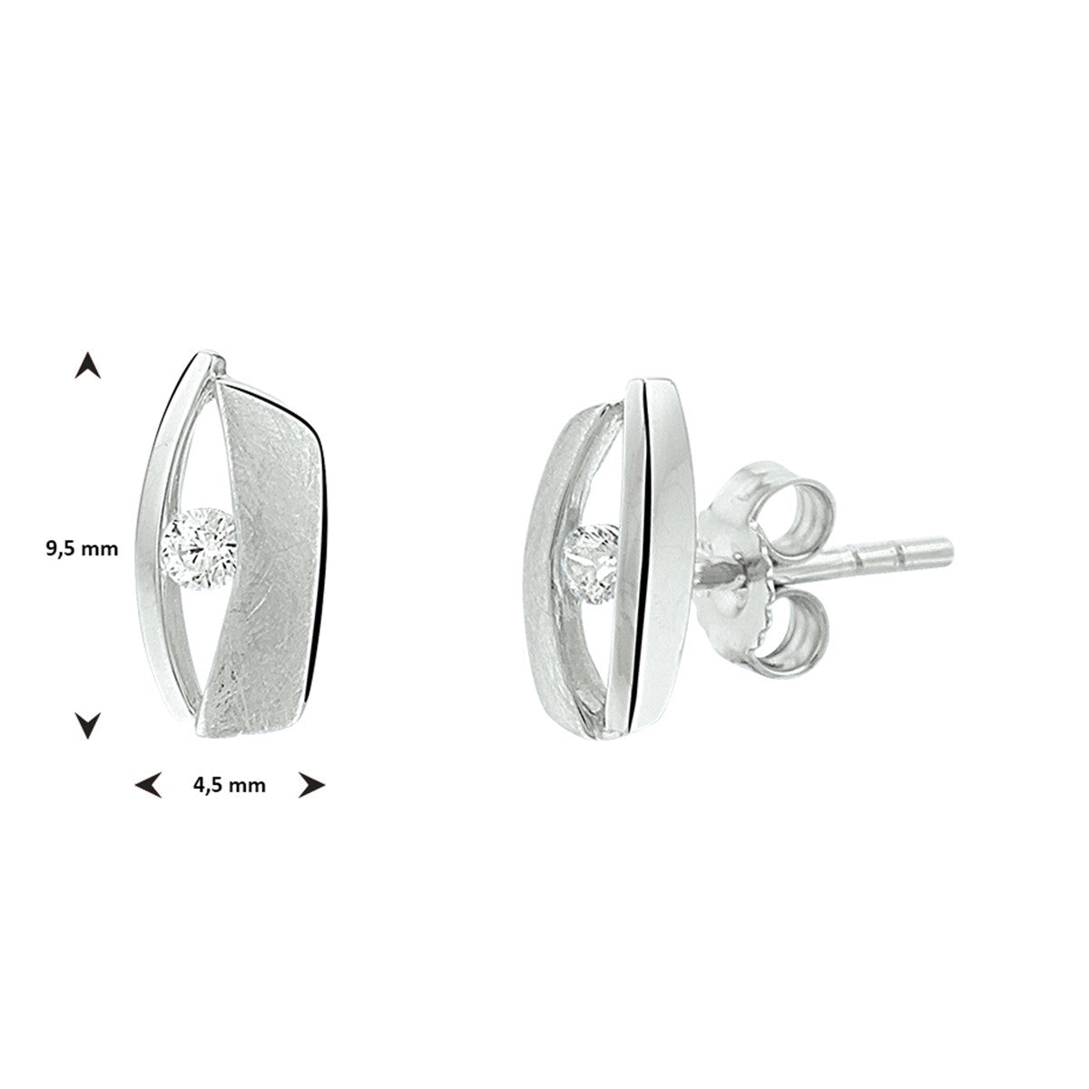 Zilver Gerhodineerd Oorknoppen Zirkonia Poli/Mat 1332880 - PansiteNederland.nl