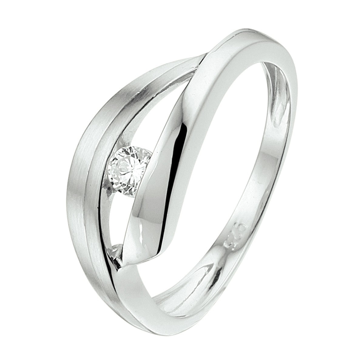 Gerhodineerd Zilver Ring Met Zirkonia Poli/Mat 1332892 - PansiteNederland.nl