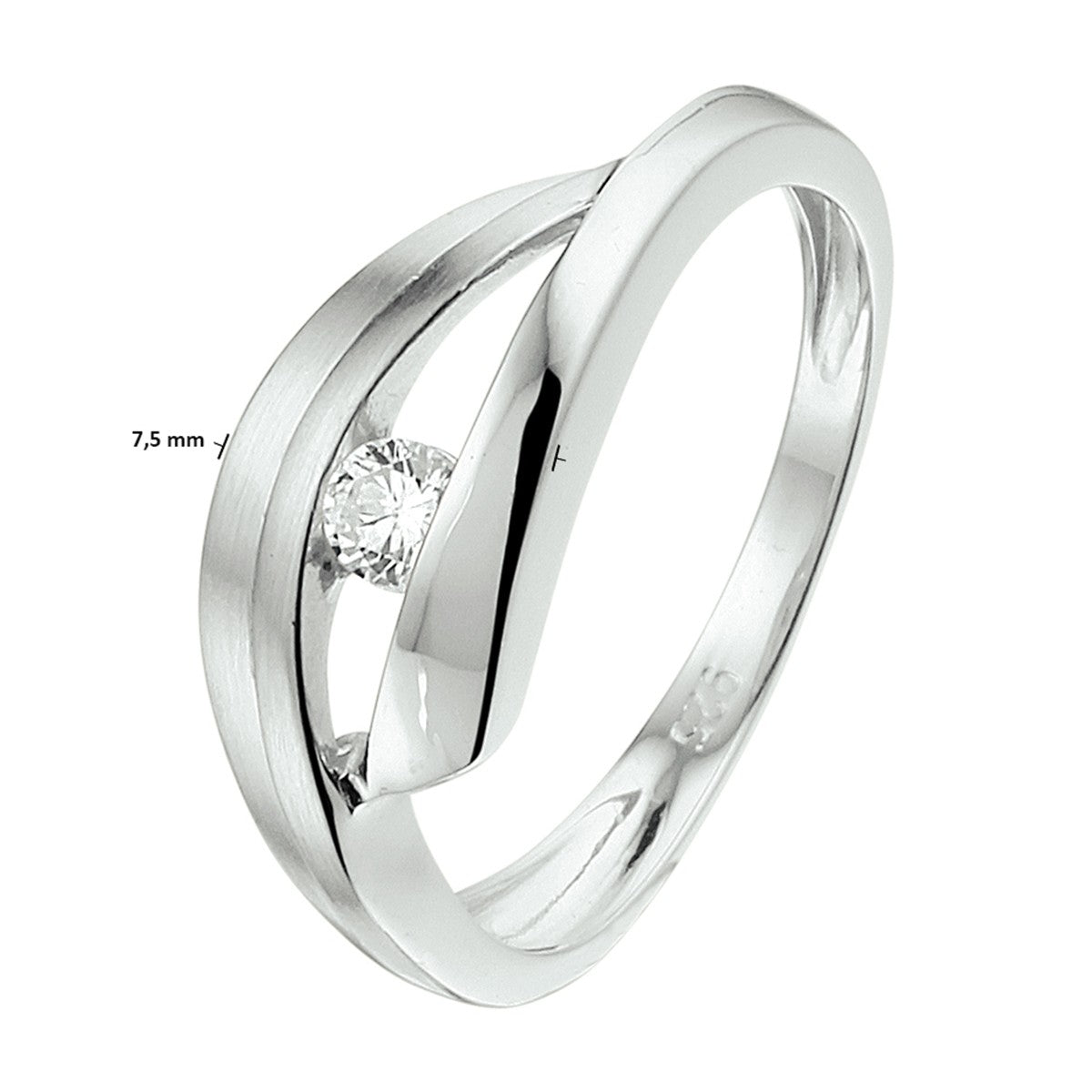 Gerhodineerd Zilver Ring Met Zirkonia Poli/Mat 1332892 - PansiteNederland.nl