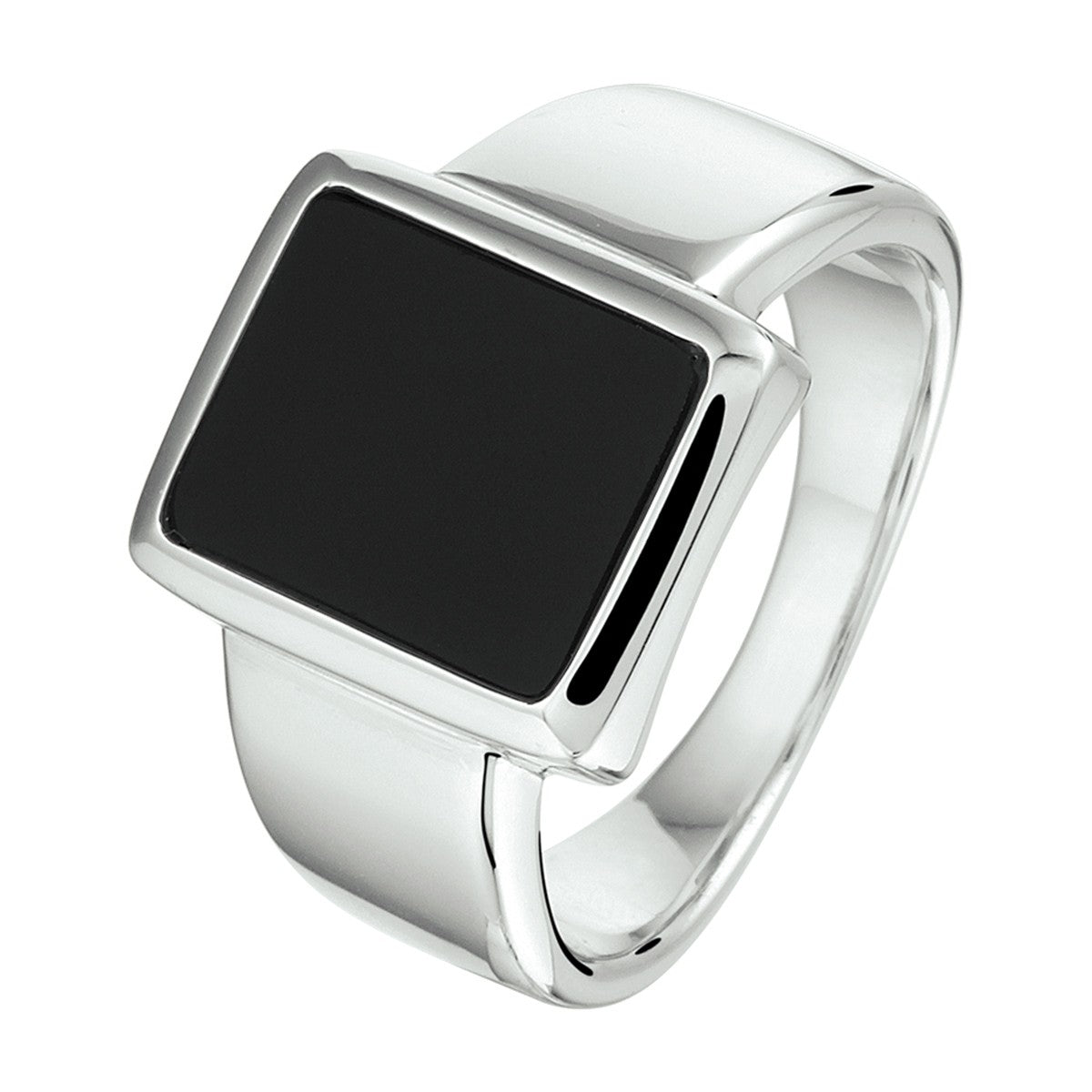 Gerhodineerd Zilver Zegelring Onyx 12 X 10Mm 1332902 - PansiteNederland.nl
