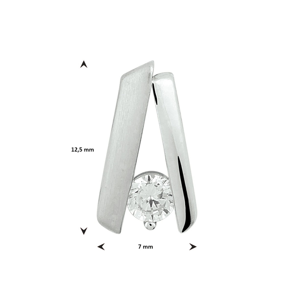 zilver gerhodineerd hanger zirkonia poli/mat 1332905 - PansiteNederland.nl