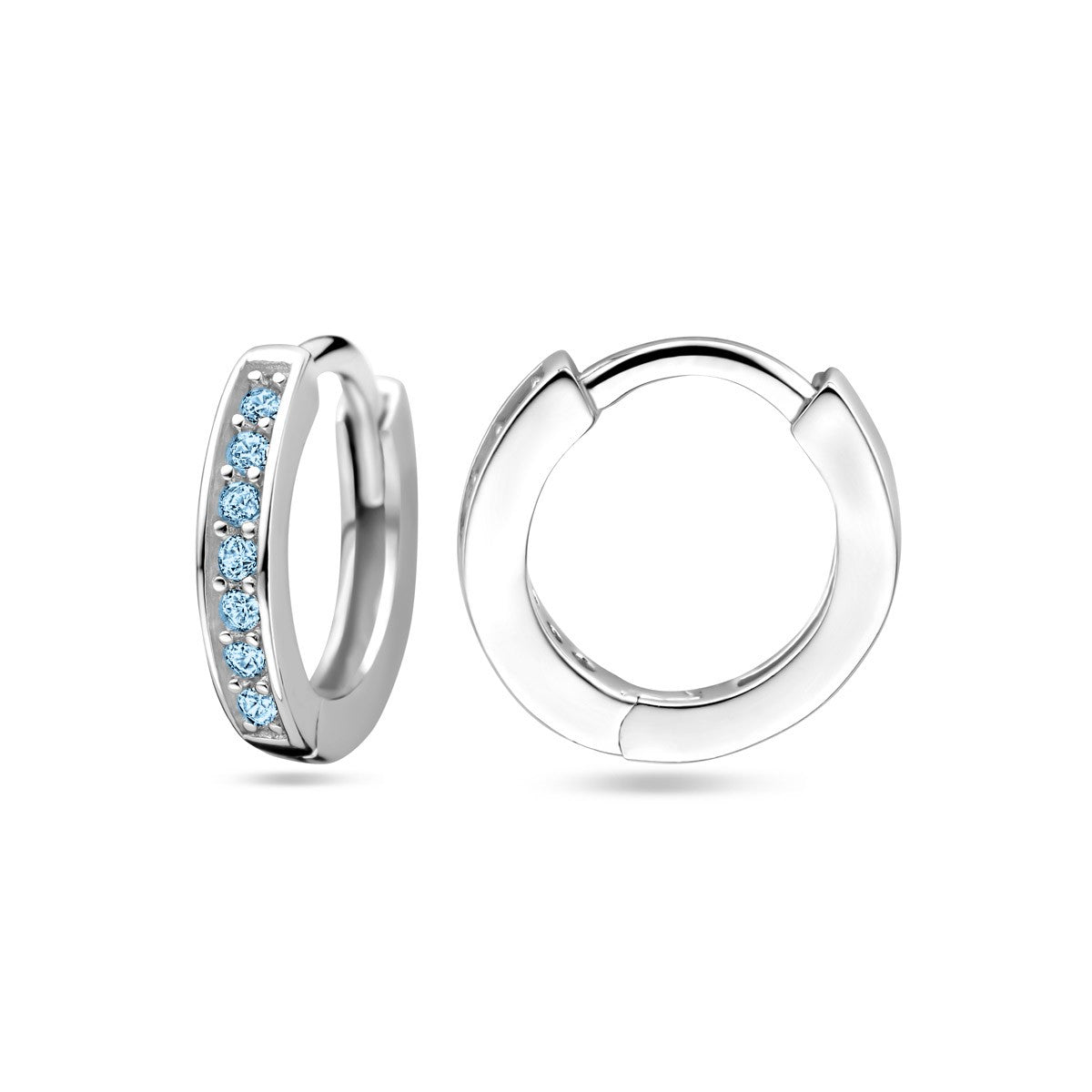 Oorbellen blauw zirkonia 9 mm zilver