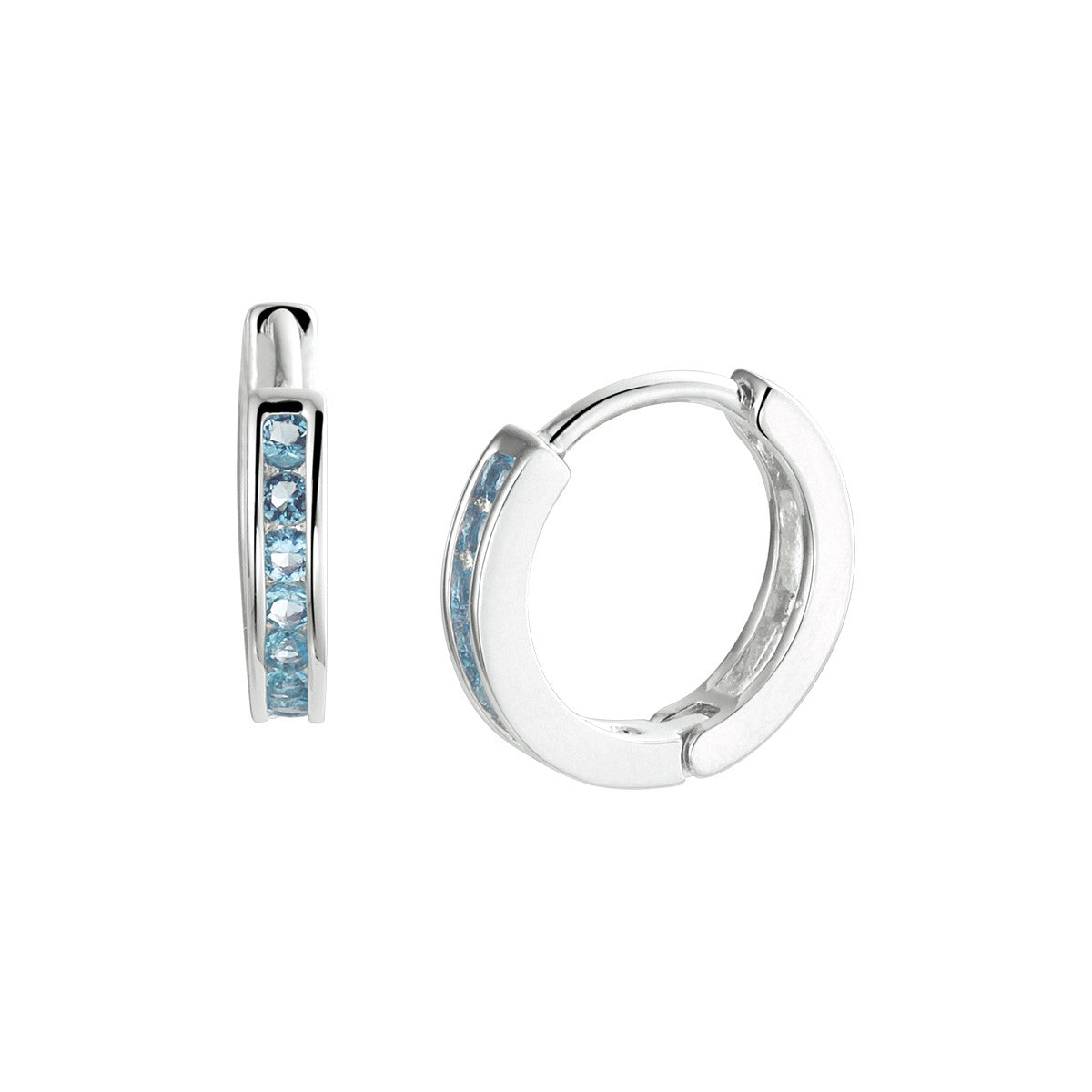 Zilver Gerhodineerd Klapoorringen Blauw Zirkonia 1333001 - PansiteNederland.nl