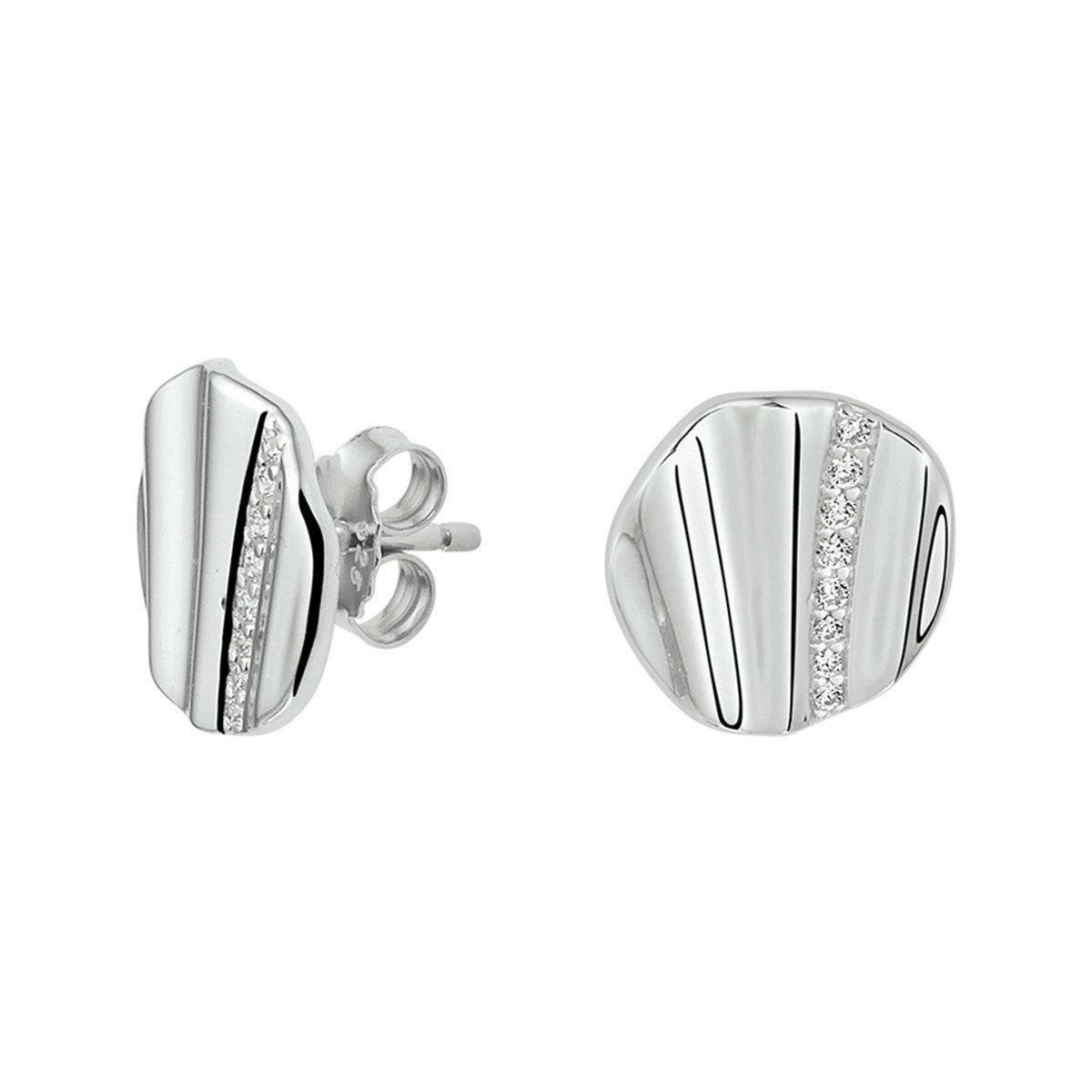 Zilver Gerhodineerd Oorknoppen Rond Zirkonia 1333010 - PansiteNederland.nl