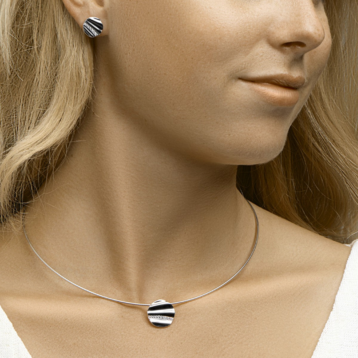 Zilver Gerhodineerd Oorknoppen Rond Zirkonia 1333010 - PansiteNederland.nl