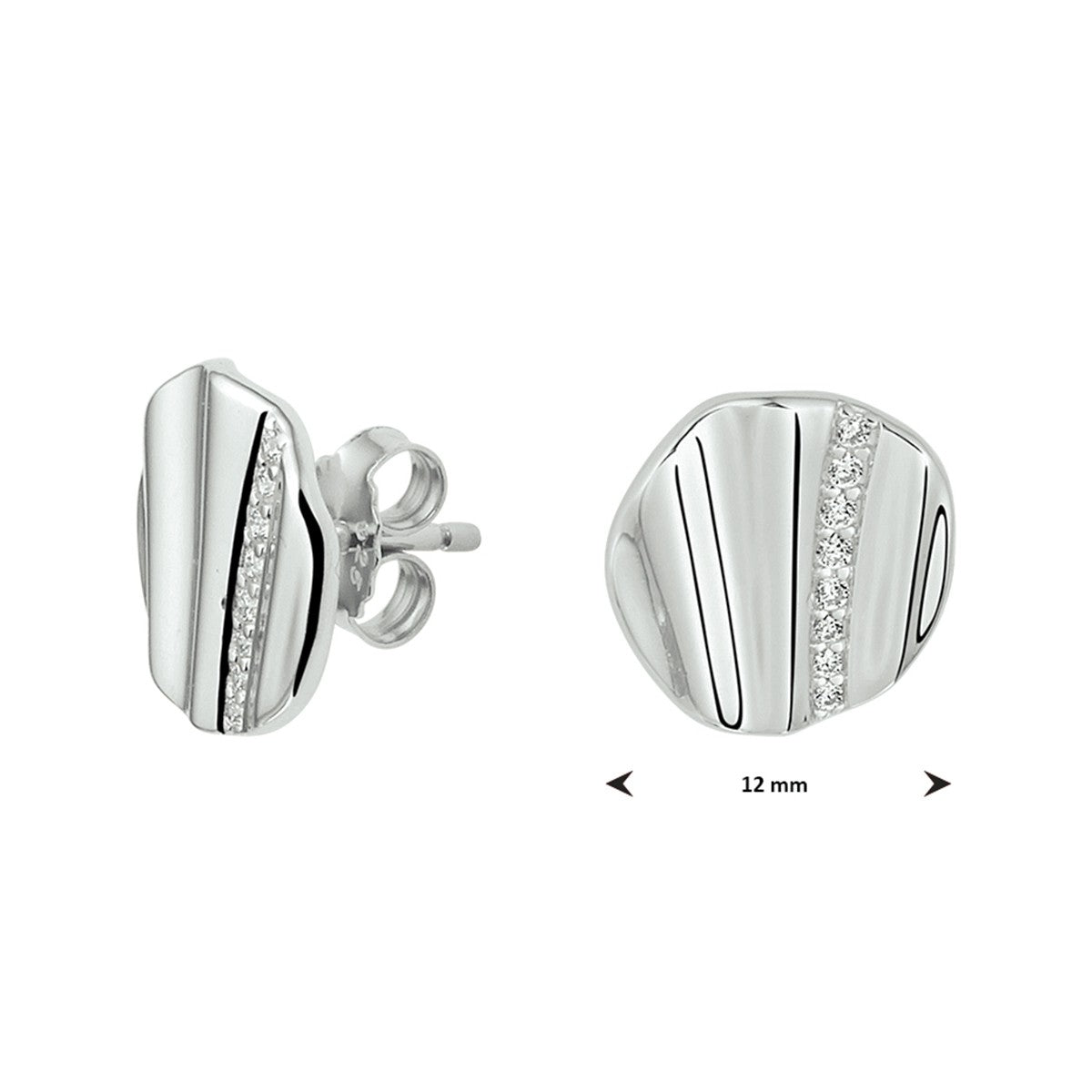 Zilver Gerhodineerd Oorknoppen Rond Zirkonia 1333010 - PansiteNederland.nl