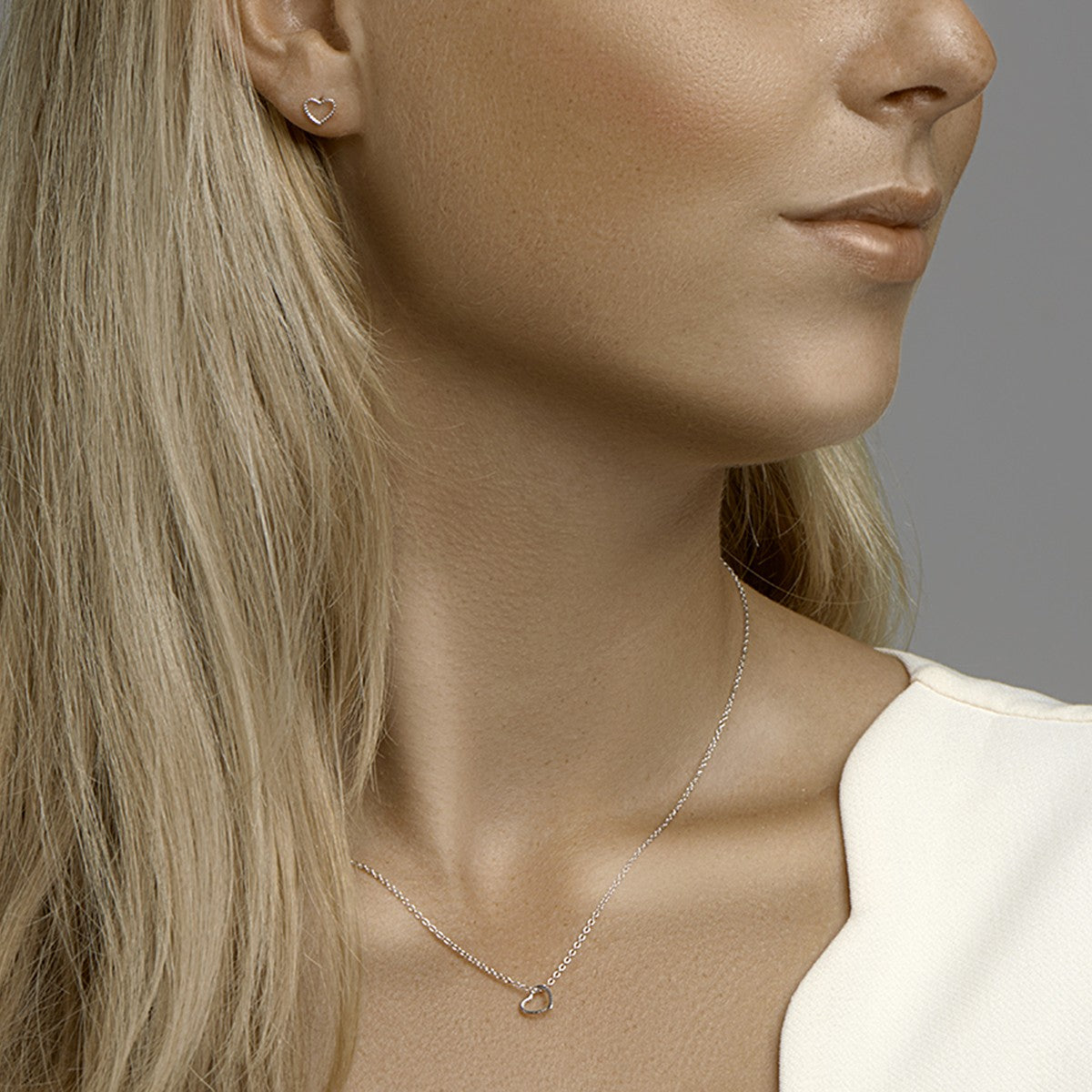 Zilver Gerhodineerd Oorknoppen Hart 1333025 - PansiteNederland.nl