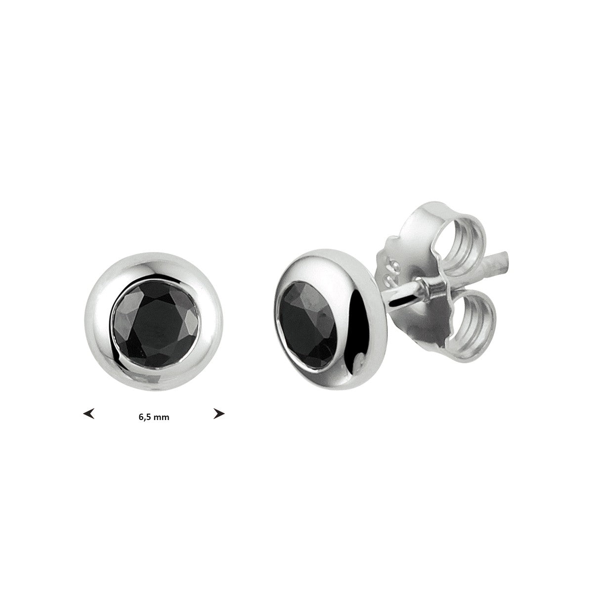 Zilver Gerhodineerd Oorknoppen Zwart Zirkonia 1333031 - PansiteNederland.nl