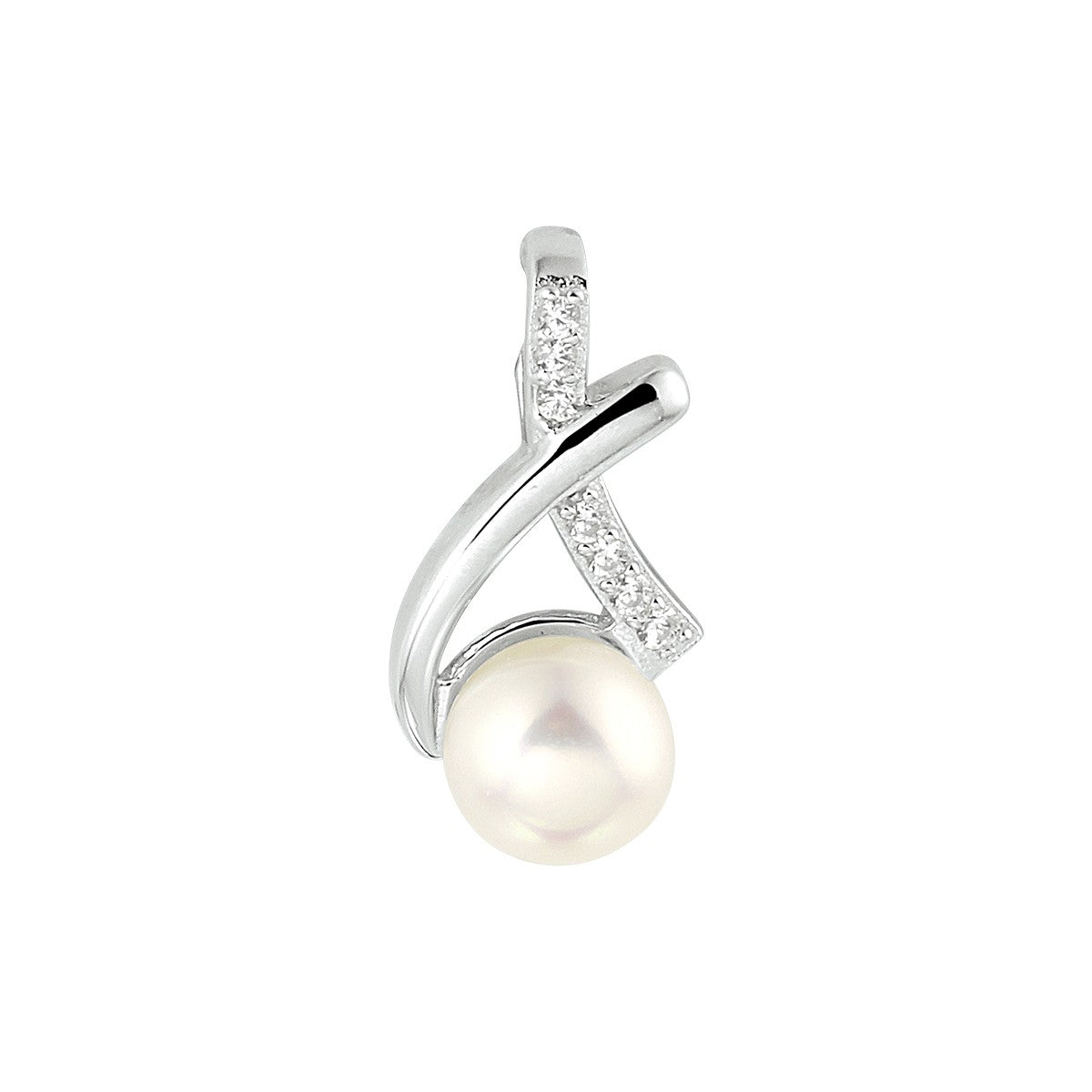 zilver gerhodineerd hanger parel en zirkonia 1333081 - PansiteNederland.nl