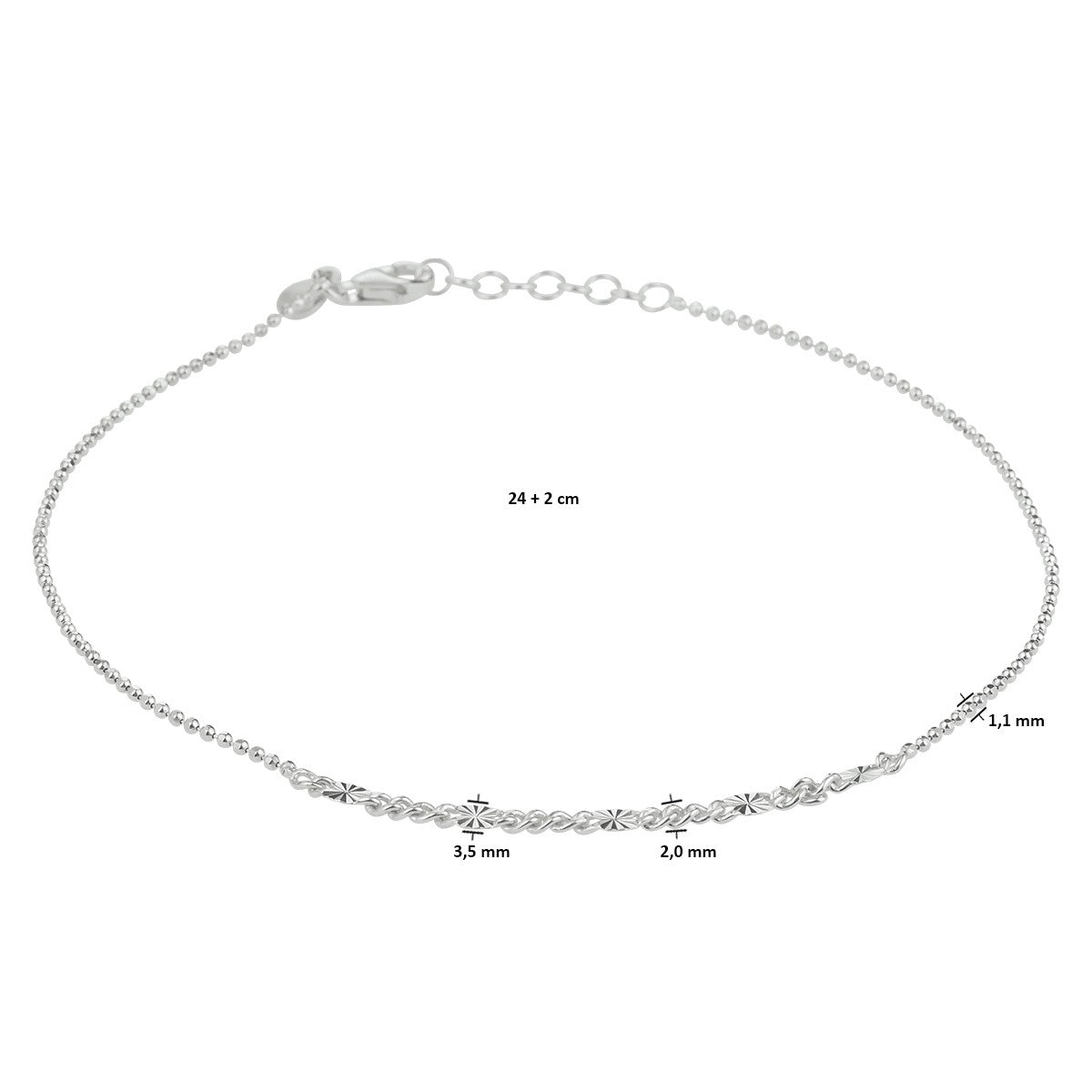 Enkelbandje 1,1 mm 24 + 2 cm - PSN1333301