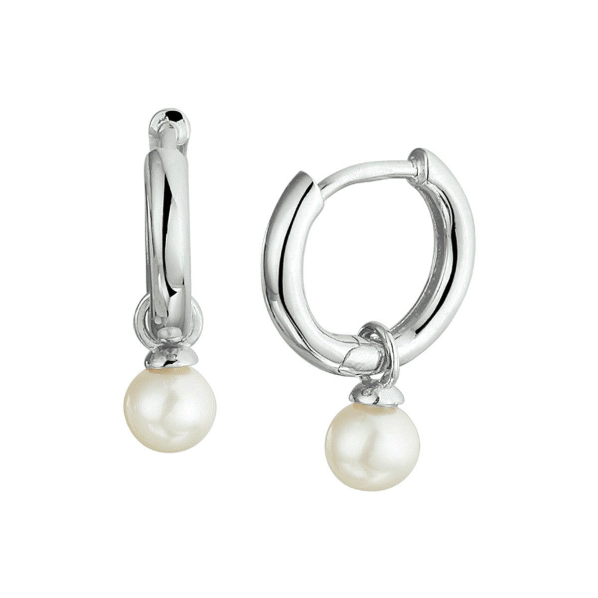 Zilver Gerhodineerd Klapoorringen Parel 1333342 - PansiteNederland.nl