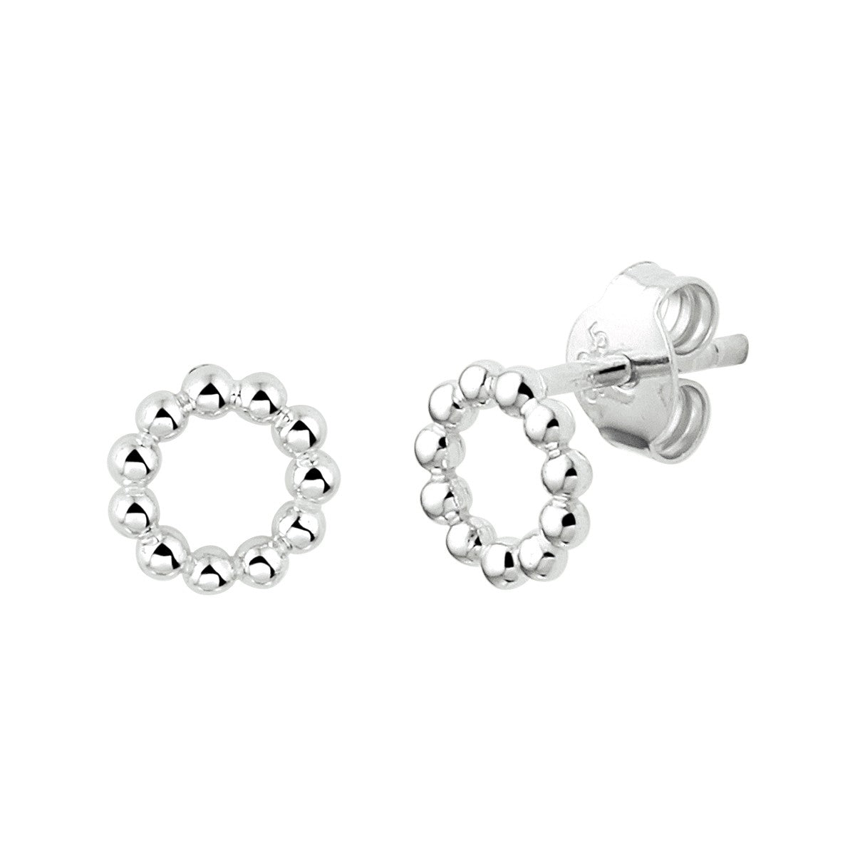 Zilver Gerhodineerd Oorknoppen Rond Bolletjes 1333343 - PansiteNederland.nl