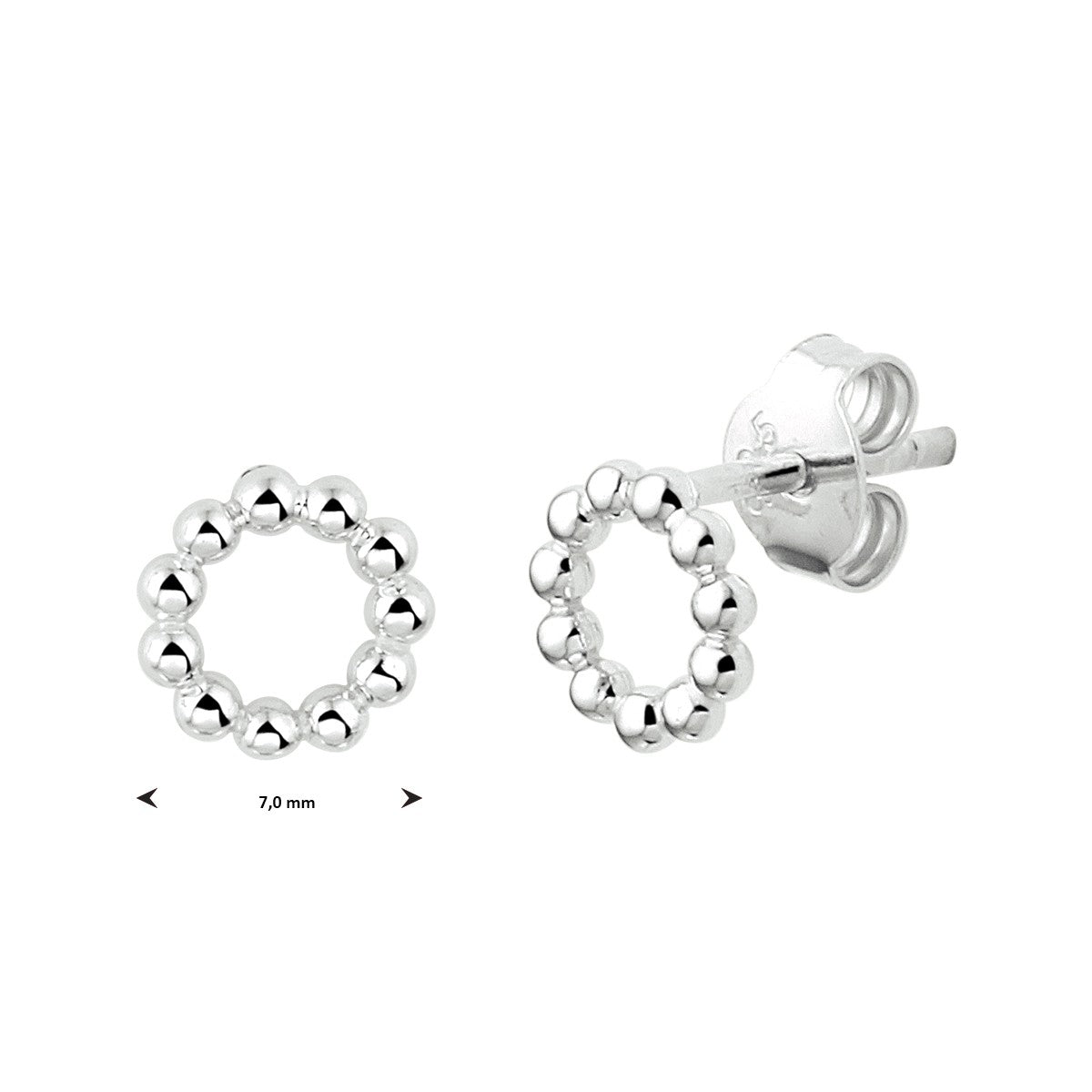 Zilver Gerhodineerd Oorknoppen Rond Bolletjes 1333343 - PansiteNederland.nl