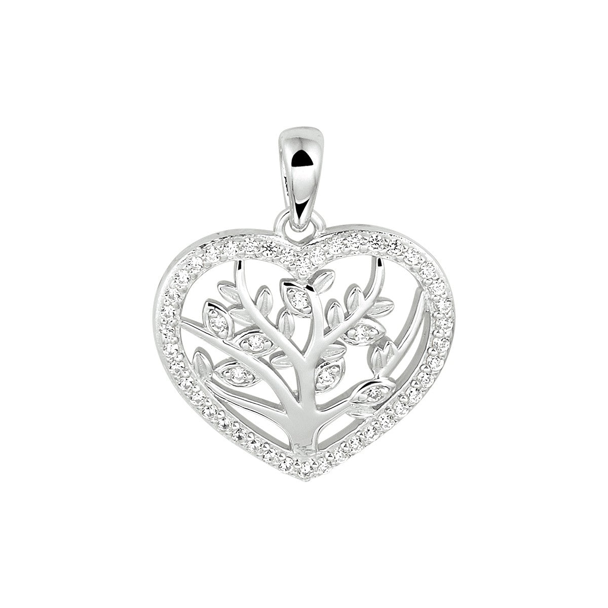 zilver gerhodineerd hanger hart levensboom 1333432 - PansiteNederland.nl