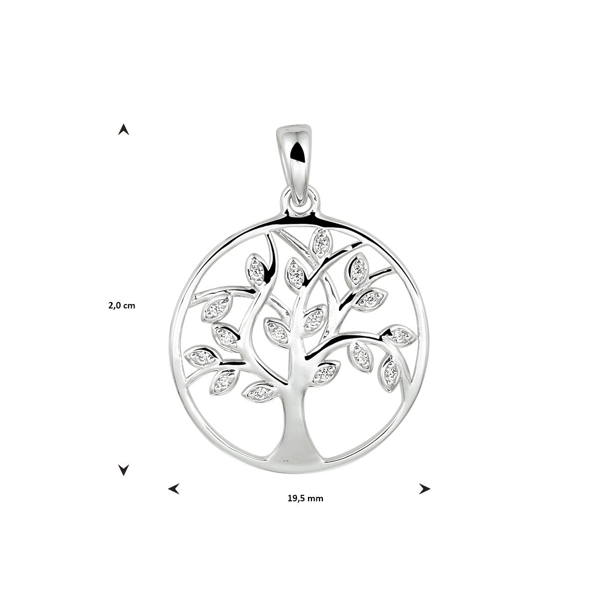 zilver gerhodineerd hanger levensboom zirkonia 1333433 - PansiteNederland.nl