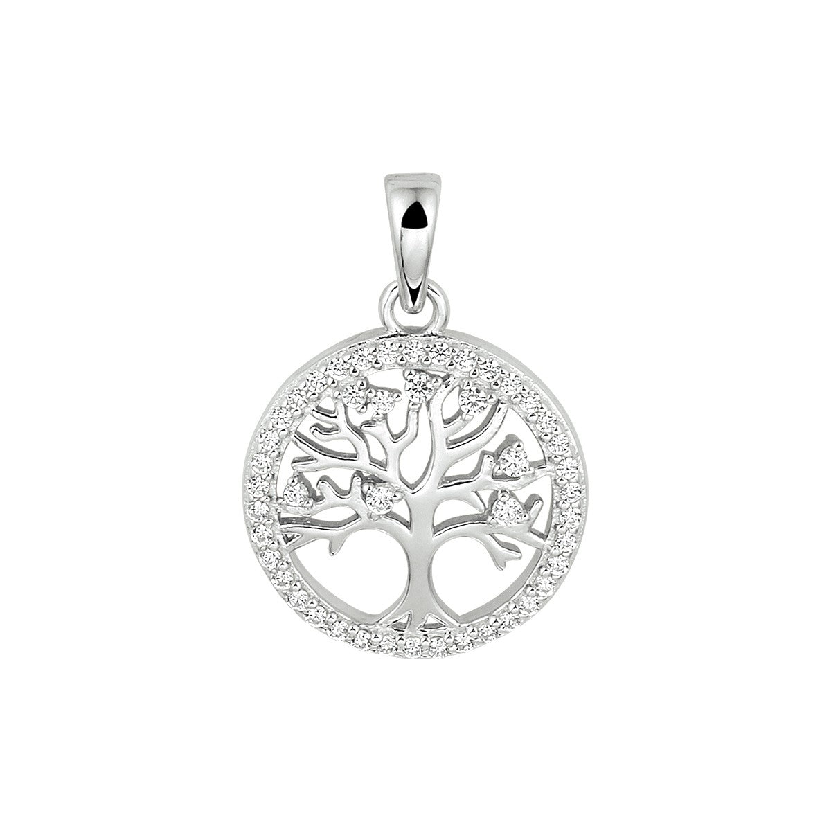 zilver gerhodineerd hanger levensboom zirkonia 1333435 - PansiteNederland.nl
