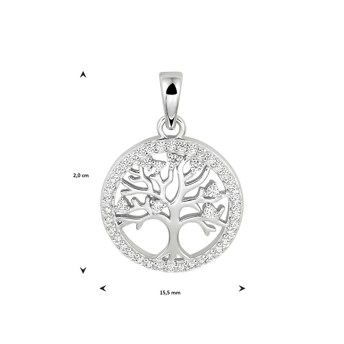 zilver gerhodineerd hanger levensboom zirkonia 1333435 - PansiteNederland.nl