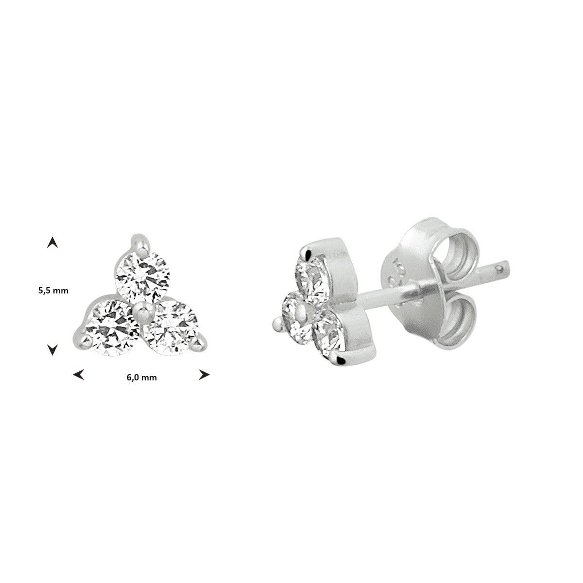 Zilver Gerhodineerd Oorknoppen Zirkonia 1333473 - PansiteNederland.nl