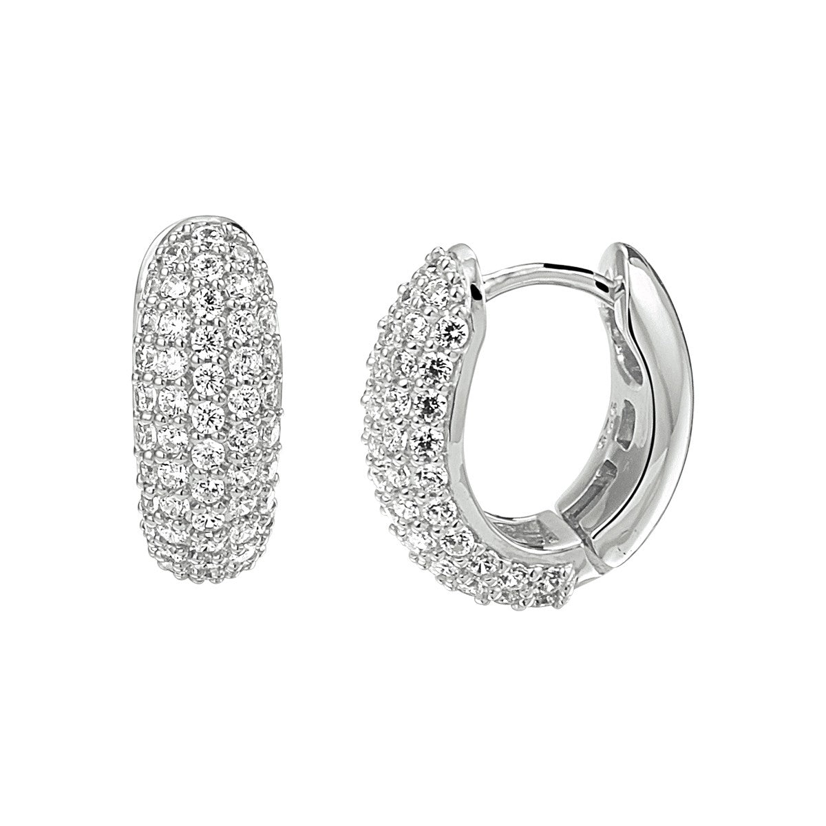 Zilver Gerhodineerd Klapoorringen Zirkonia 1333513 - PansiteNederland.nl