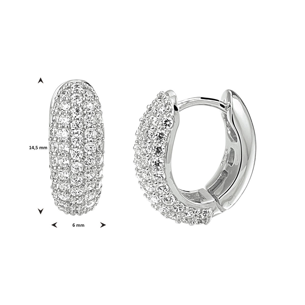 Zilver Gerhodineerd Klapoorringen Zirkonia 1333513 - PansiteNederland.nl