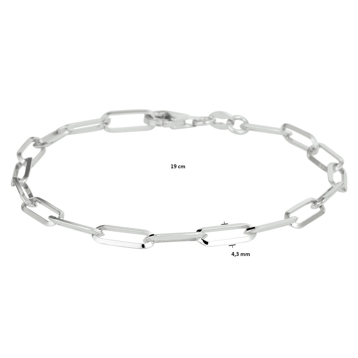 armband paperclip spitse buis 4,3 mm zilver gerhodineerd - PansiteNederland.nl