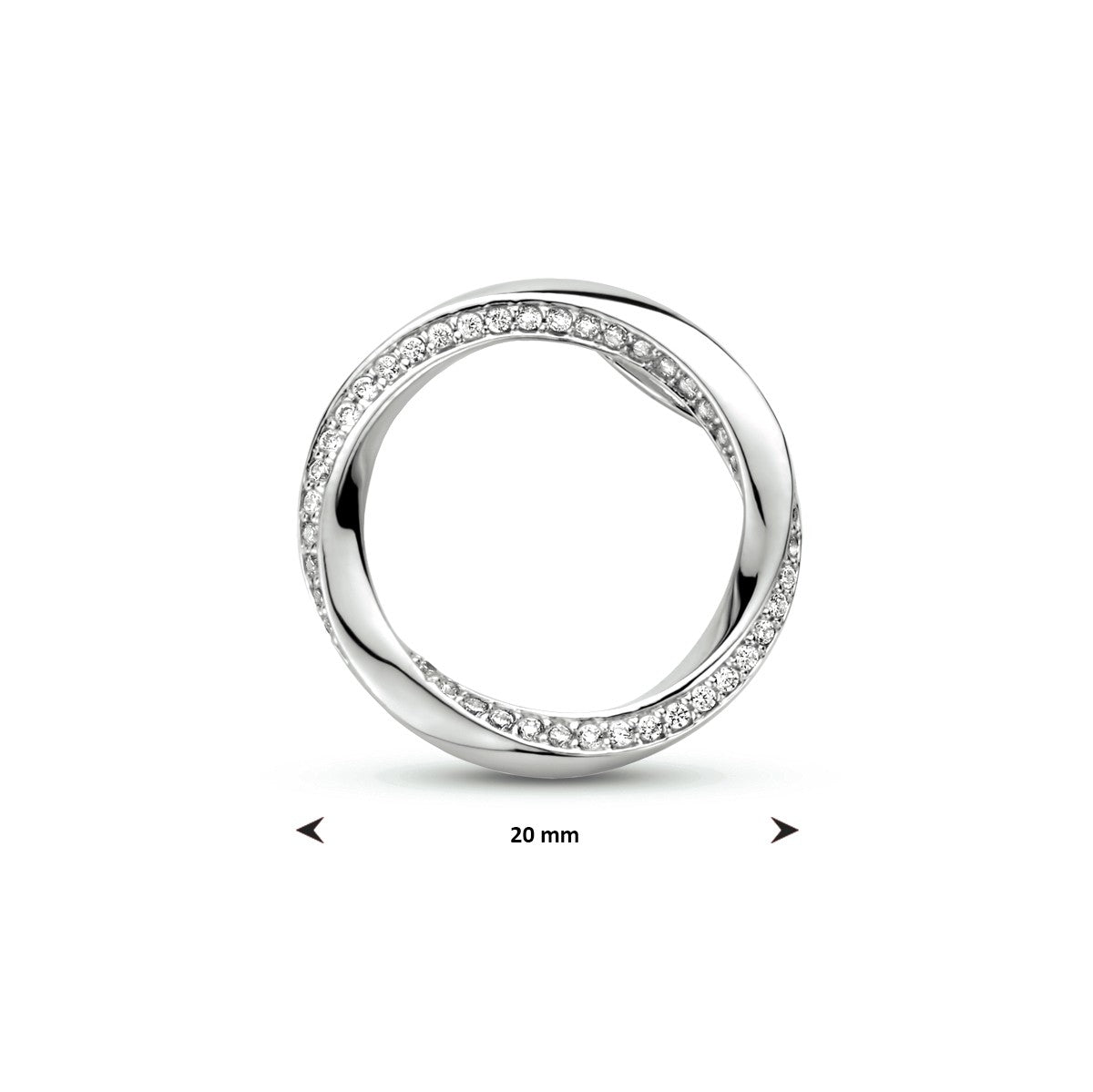 zilver gerhodineerd hanger rond zirkonia 1333627 - PansiteNederland.nl