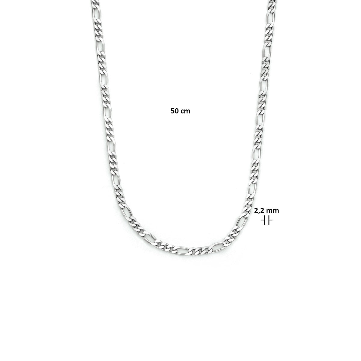 Zilver Gerhodineerd Collier Figaro 2,2 mm 1333675 - PansiteNederland.nl