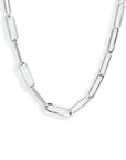zilver gerhodineerd collier paperclip platte buis 3,7 mm 41 + 4 cm 1333678