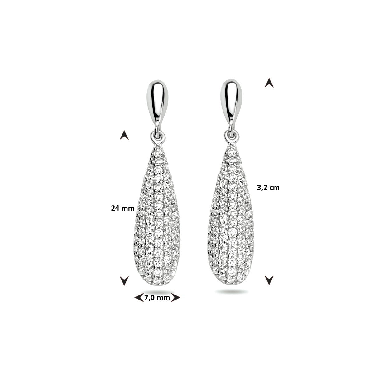 Zilver Gerhodineerd Oorhangers Zirkonia 1333687 - PansiteNederland.nl